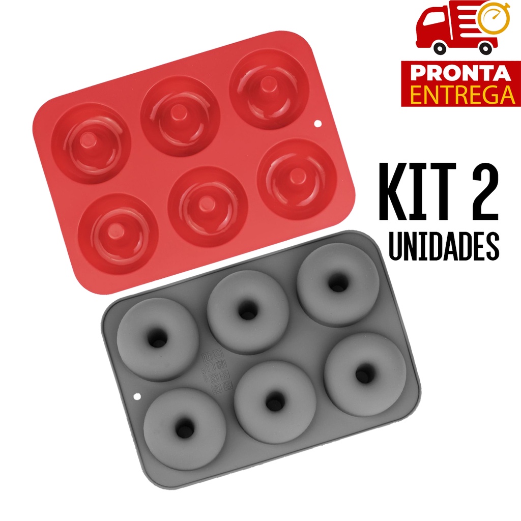 Kit 2 Formas Para Mini Donuts Mini Pudins Silicone 6 Cavidades 2 - Unidade Clink