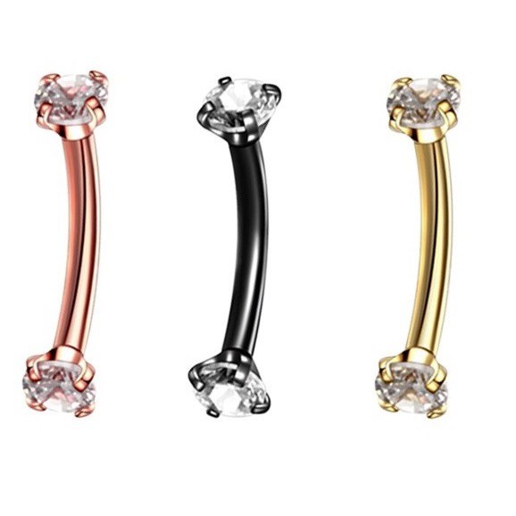 Piercing Curvo Vertical Labret Zirconias Hook | Shopee Brasil