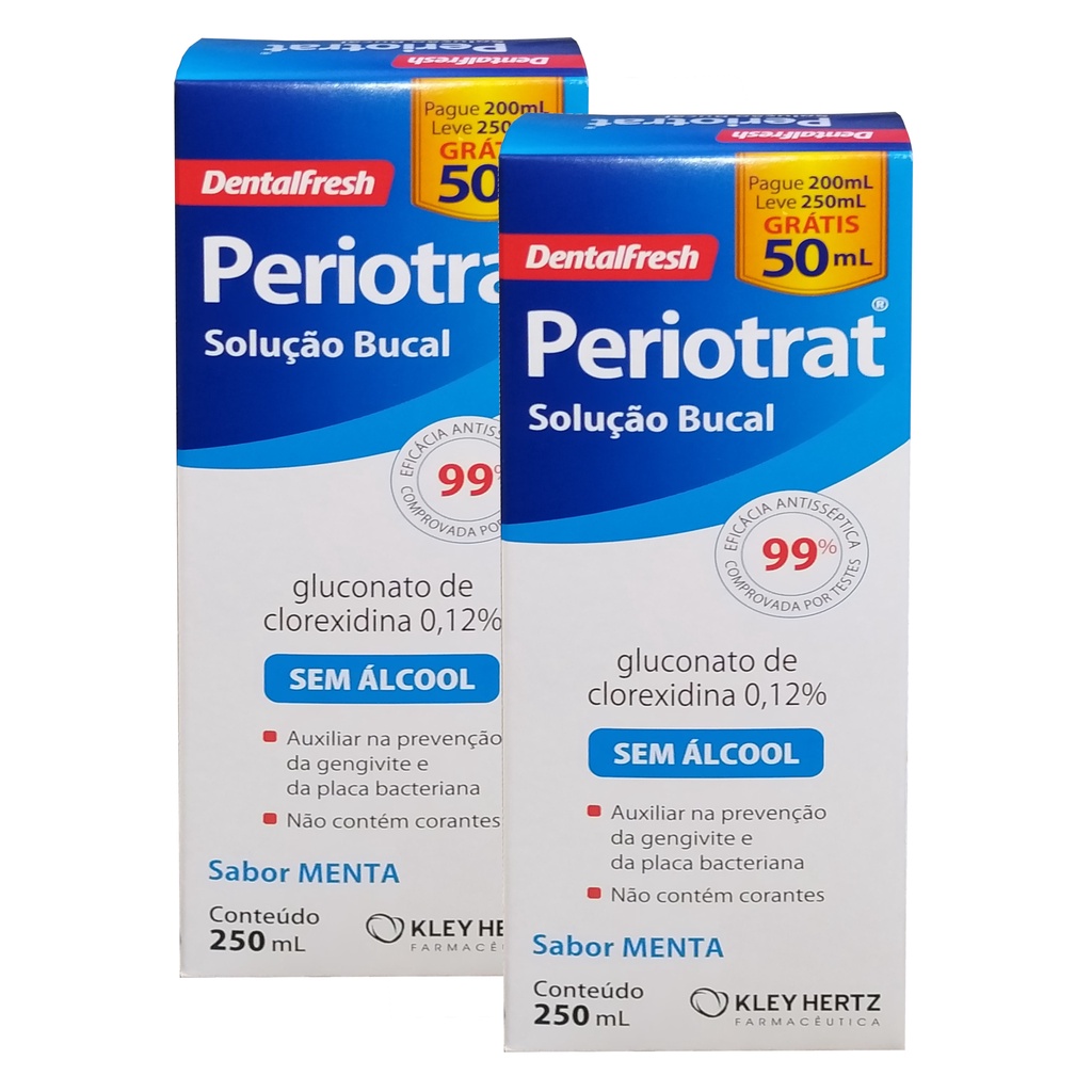 Kit 2x Enxaguante Bucal PERIOTRAT Sem Álcool 250ml Sabor Menta ...