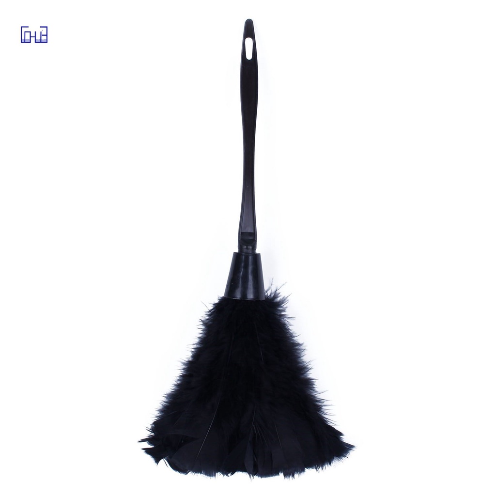 1 Pc Espanador De Penas Com Cabo De Plástico Preto / Ferramenta De Limpeza (Preto)