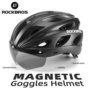 Capacete ROCKBROS MTB Bicicleta De Estrada Capacetes De Ciclismo Com Óculos De Sol Magnéticos E Visor