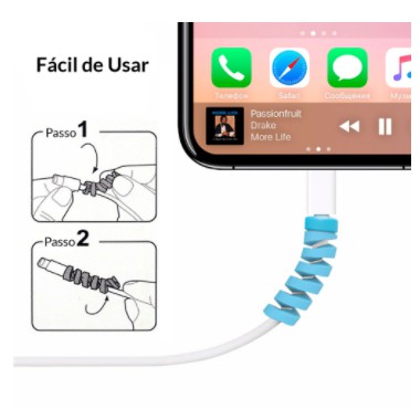 Protetor Cabo Espiral para carregadores celular android iphone 4 unidades no blister em Oferta na Shopee