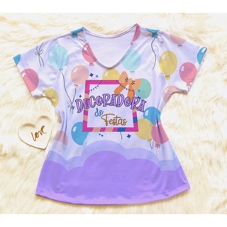 Camiseta T-shirt Decoradora de festas - Feminina estampa Personalizável em Oferta na Shopee