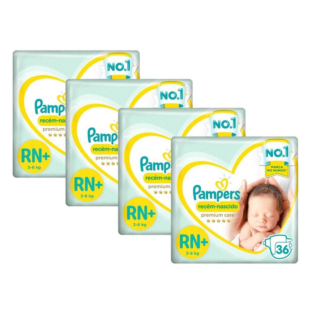Kit Fralda Pampers Premium Care Recém Nascido Plus com 144 unidades - 3 à 6Kg em Oferta na Shopee