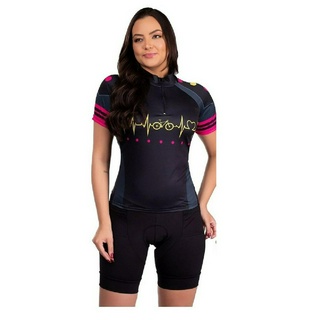 Conjunto de ciclismo camisa e bermuda ciclista feminino