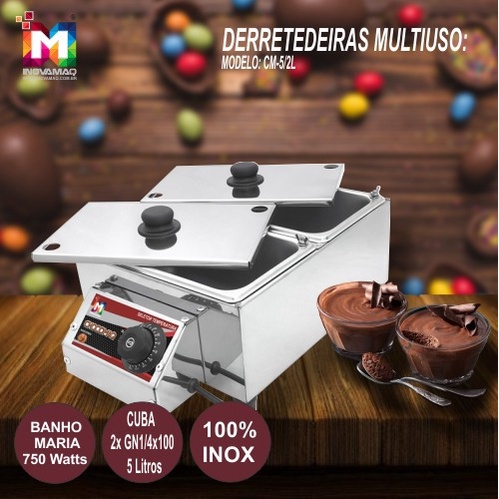 Derretedeira Chocolate Multiuso Cm-5l/2 – Inovamaq – 2 cubas