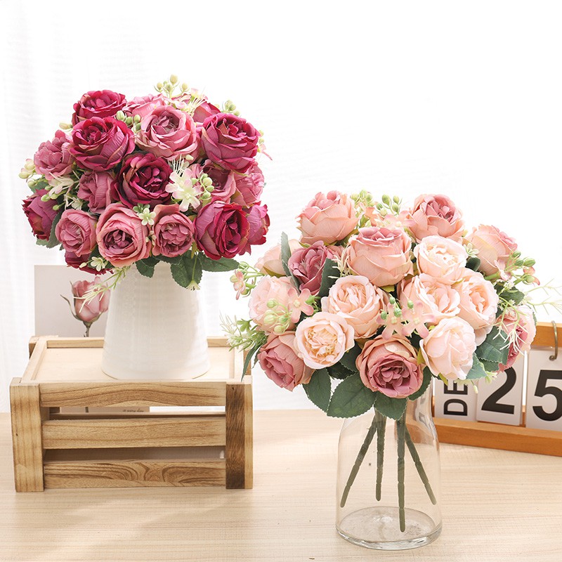 Buquê De Flores Artificiais De Seda Rosas Para Presente De Dia Dos  Namorados | Shopee Brasil