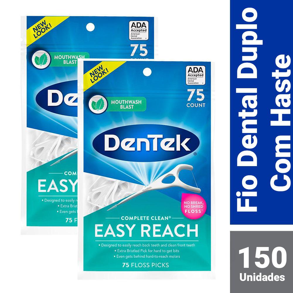 Kit Fio Dental Dentek Floss Picks Complete Clean Easy Reach com 150 unidades em Oferta na Shopee