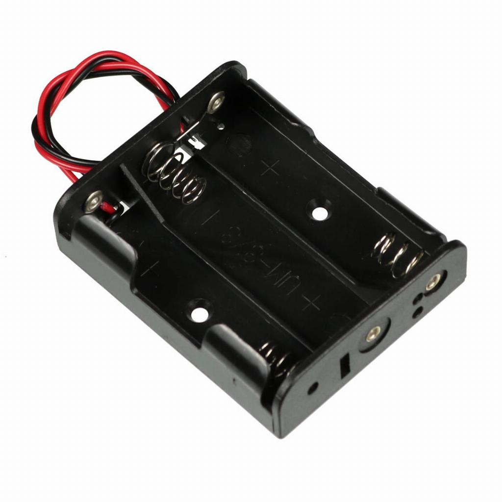 5 Suporte Reforçado para 3 Pilhas AA Canoa Horizontal Preto