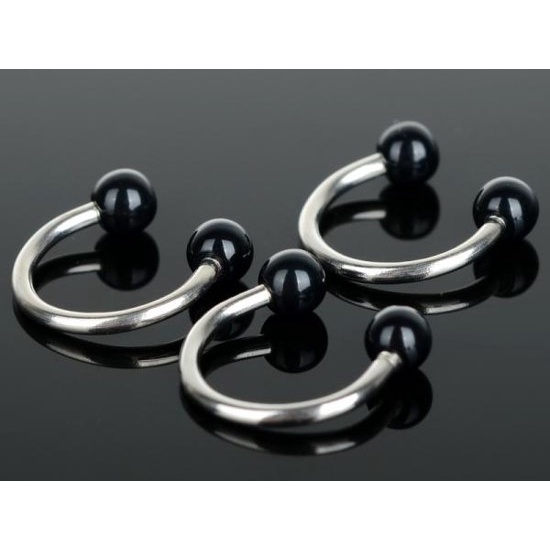 PIERCING ARGOLA LABRET BARBELL BANANA CAPTIVE / CARTILAGEM / CONCH / MONROE / SPIKE / AÇO COM ACRILICO preto