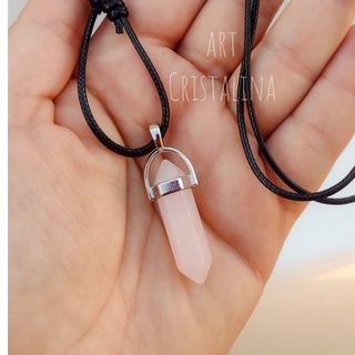 Colar Quartzo Rosa Original Pedra Natural lapidado