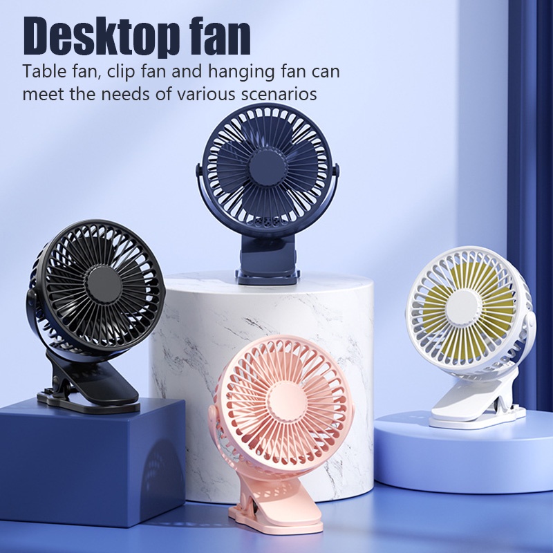 Novo Ventilador Pequeno USB Recarregável Mini Clipe Silencioso Clip Fan Stroller Dormitório De Mesa De Escritório Três Ventos Forte Ou Vento Suave Ajuste Com Você