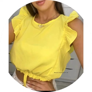 Blusa Feminina Cropped Lisa Sem Manga Viscose  B01 em Oferta na Shopee
