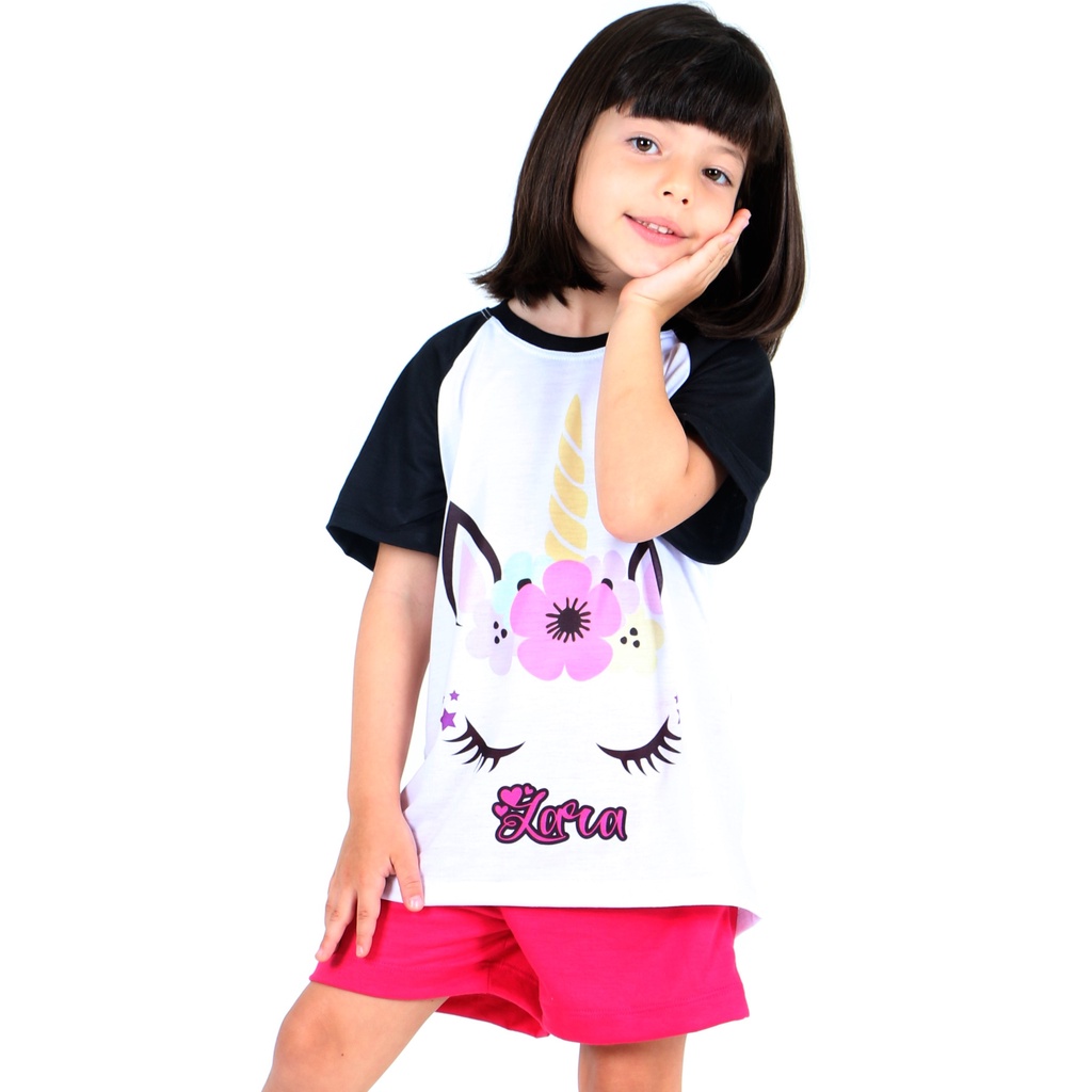 Pijama Infantil Unicornio Personalizado com nome - Festa do Pijama