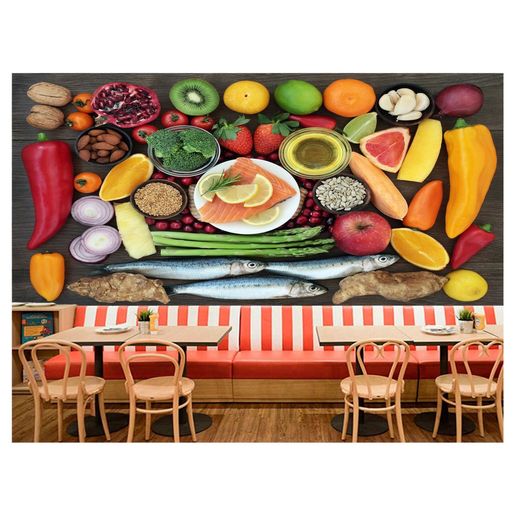 papel de parede Salada de Frutas vegetais 3D m² AL225