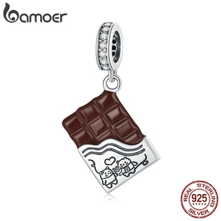Bamoer Real Silver 925 Pingente De Chocolate Com Zircão Cúbico Para Pulseira Diy Moda Jóias Fit Presentes Scc1782