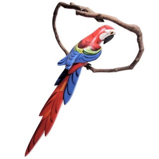 Arara De Galho PP - Vermelha - Madeira Passaro Natureza Artesanato em Oferta na Shopee