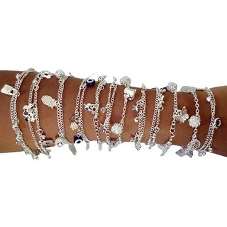 KIT Pulseiras Femininas Folheadas Banhadas À Prata 925 ou dourado