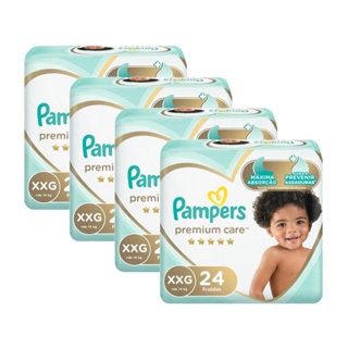 Kit Fralda Pampers Premium Care Mega Tamanho XXG 96 Unidades em Oferta na Shopee