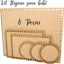 Base Para Crochê Fio De Malha Para Kit Higiene Bebê Mdf Cru