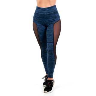 Calça Legging Fitness Academia detalhe em tule em toda lateral