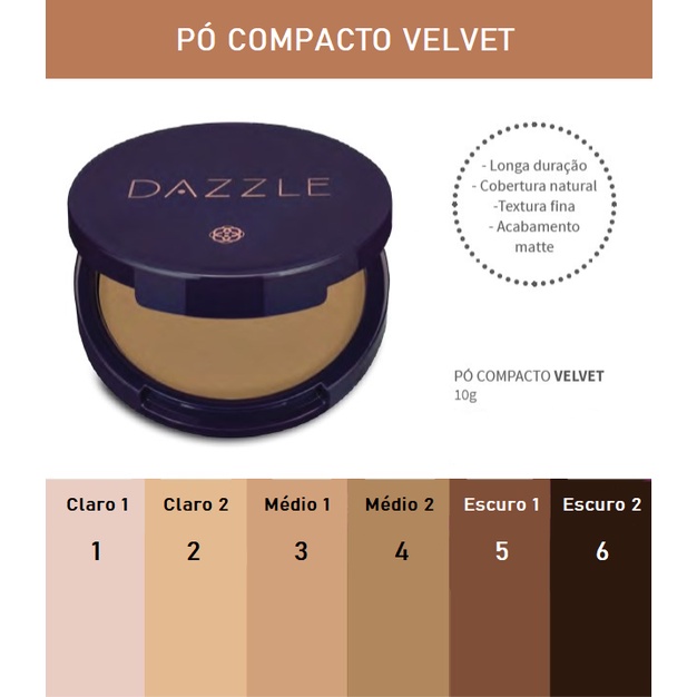Pó Facial Compacto Velvet 10g Dazzle Hinode - Escolha O Seu