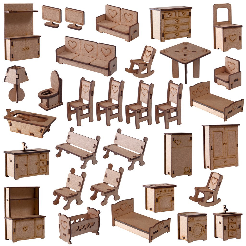 Kit 32 Mini Móveis Casa De Boneca Polly Super Promoção MONTADO em Oferta na Shopee