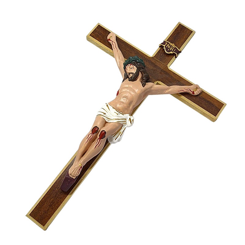 Crucifixos De Madeira Parede Grande Cruz 35cm em Oferta na Shopee