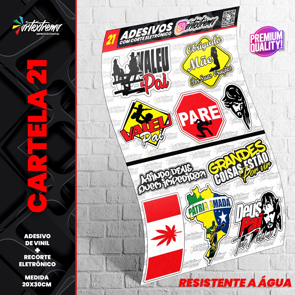 Cartela De Adesivos - REF 21 - Carro - Moto - Caminhão - Bike - Stickers - Diversos