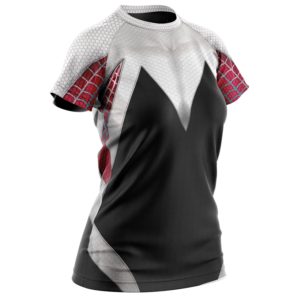 Camiseta Filtro UV Baby Look Raglan Gwen Stacy Spider Woman