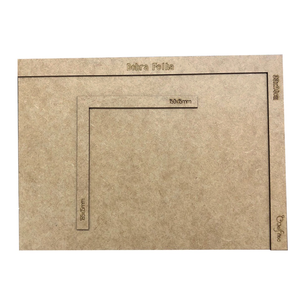 Gabarito Dobra Vira Folha em MDF 33x24 Cartonagem Scrapbook - COM ESQUADRO DE 15mm