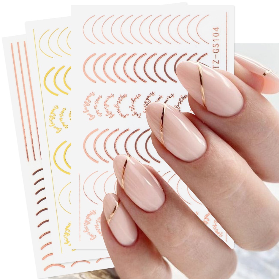 Desenho de unhas Stripe Lines Geometria 3D Slider para unhas Gel polonês  adesivos para manicure | Shopee Brasil