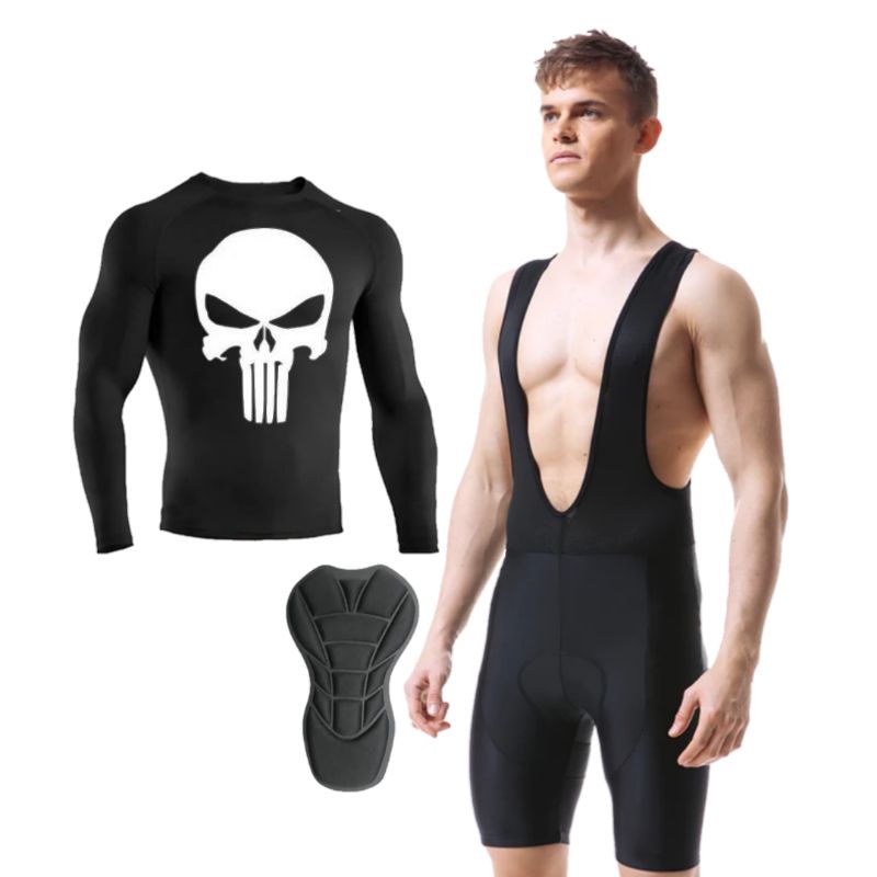 Conjunto Camiseta E Bretelle Ciclismo Bike Mtb Masculino Com Forro Multigomos De Camada Dupla D90