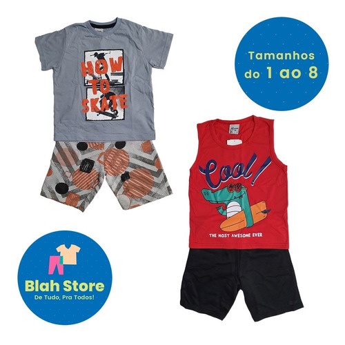 Kit 4 Peças | 2 Conjuntos Verão MENINO de Shorts + Blusa