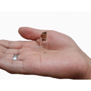 Pingente garrafinha, vidro penicilina, 1ml, vazio, rolha, cinzas