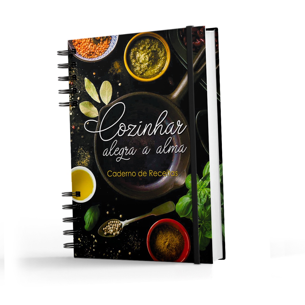 Caderno de Receitas Com Capa Dura - Coleção - Black Elegance