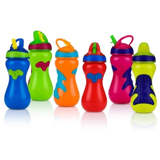Garrafinha Copo 450ml Gator Grip com Canudo Rígido Nuby Squeeze Escolar Volta ás Aulas
