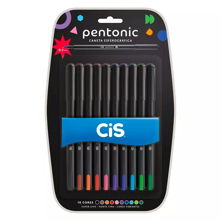 Kit Caneta Cis Pentonic Ponta Fina 0,7mm - Coleção Completa - Coloridas ...