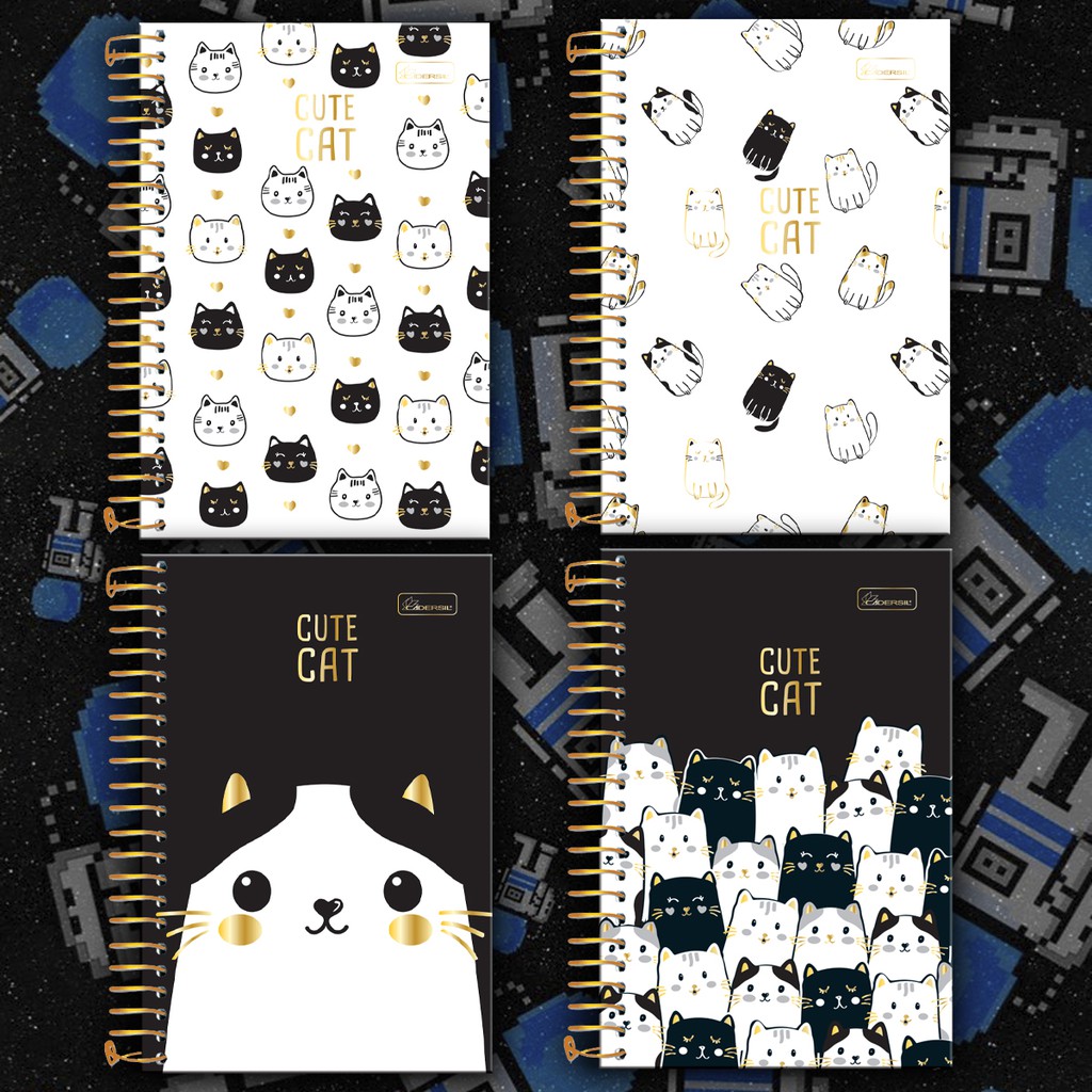 Caderno Espiral Capa Dura Cute Cat M Cadersil Shopee Brasil