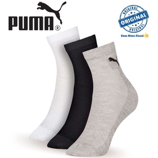 Kit 3 Pares Meias Cano Medio Algodao Puma Sport Unissex