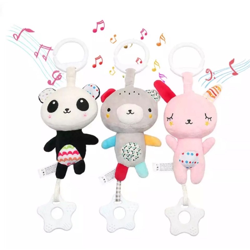 Móbile musical com mordedor para bebê carrinho/bebê conforto/berço para pendurar brinquedo infantil para bebe