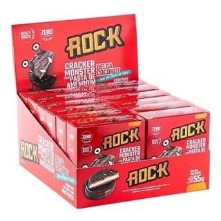 Cracker Monster Rock Zero Açúcar c/ Whey Protein e Pasta de Amendoim - Sabores Cx12un