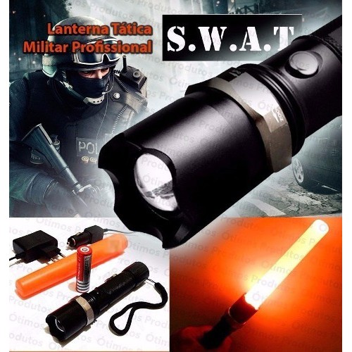 Lanterna Tática Swat 390.000 Lumens Profissional Police Led Recarregável