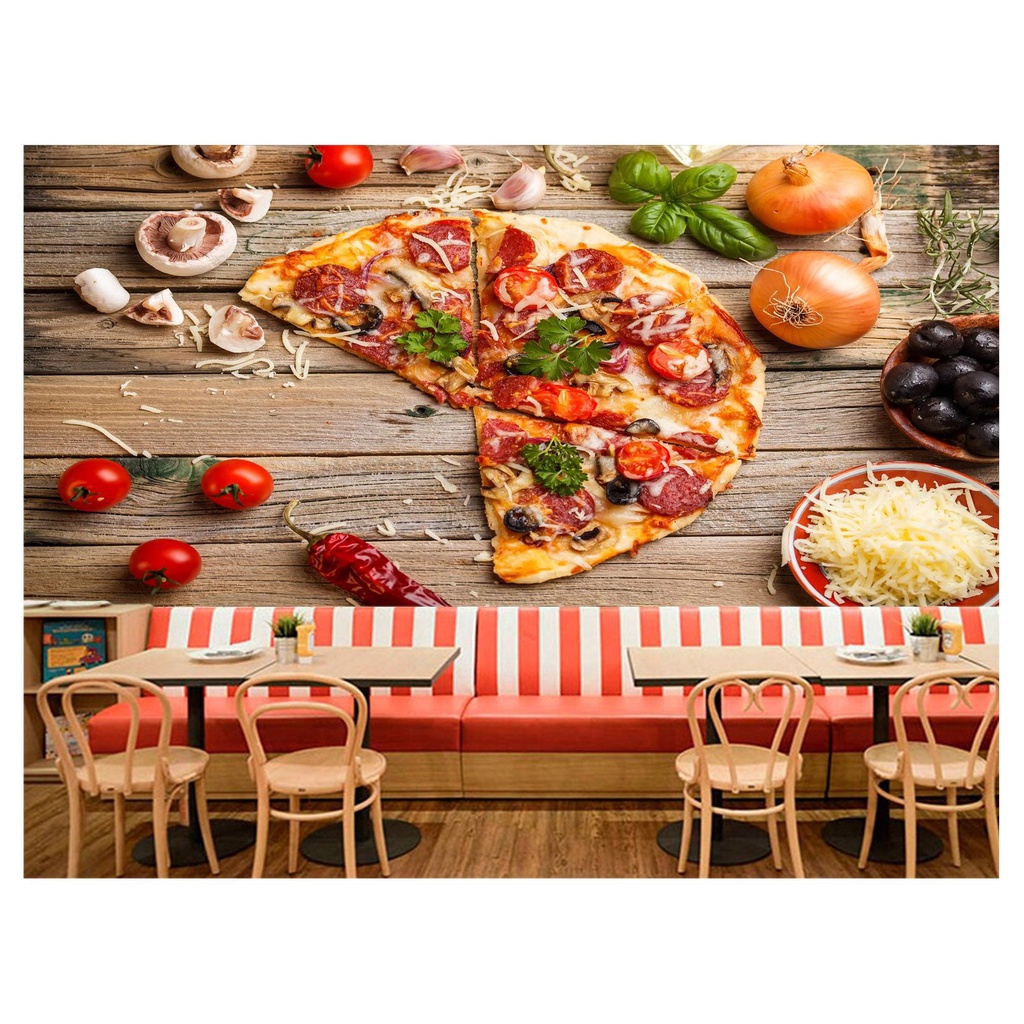 papel de parede Alimento Pizza Queijo 3D 10m² AL143