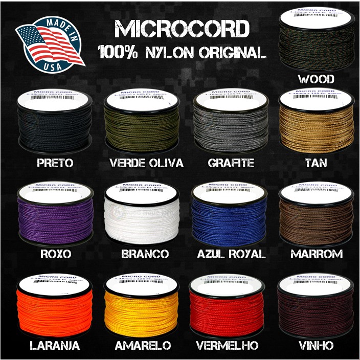 Corda Microcord 1,18mm de Diâmetro Paracord100 Nylon Cabo Fio Cordão Cordelete em Oferta na Shopee