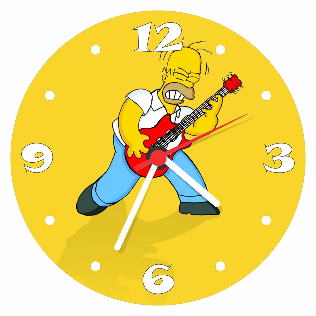Relógio De Parede Homer Simpsons Guitarra Quartos Salas Quartz Tamanho 40 Cm R01