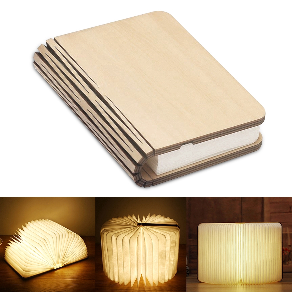 Lâmpada de Mesa formato Livro Decorativo Usb Portátil Recarregável Com 3 Cores Lâmpada Led