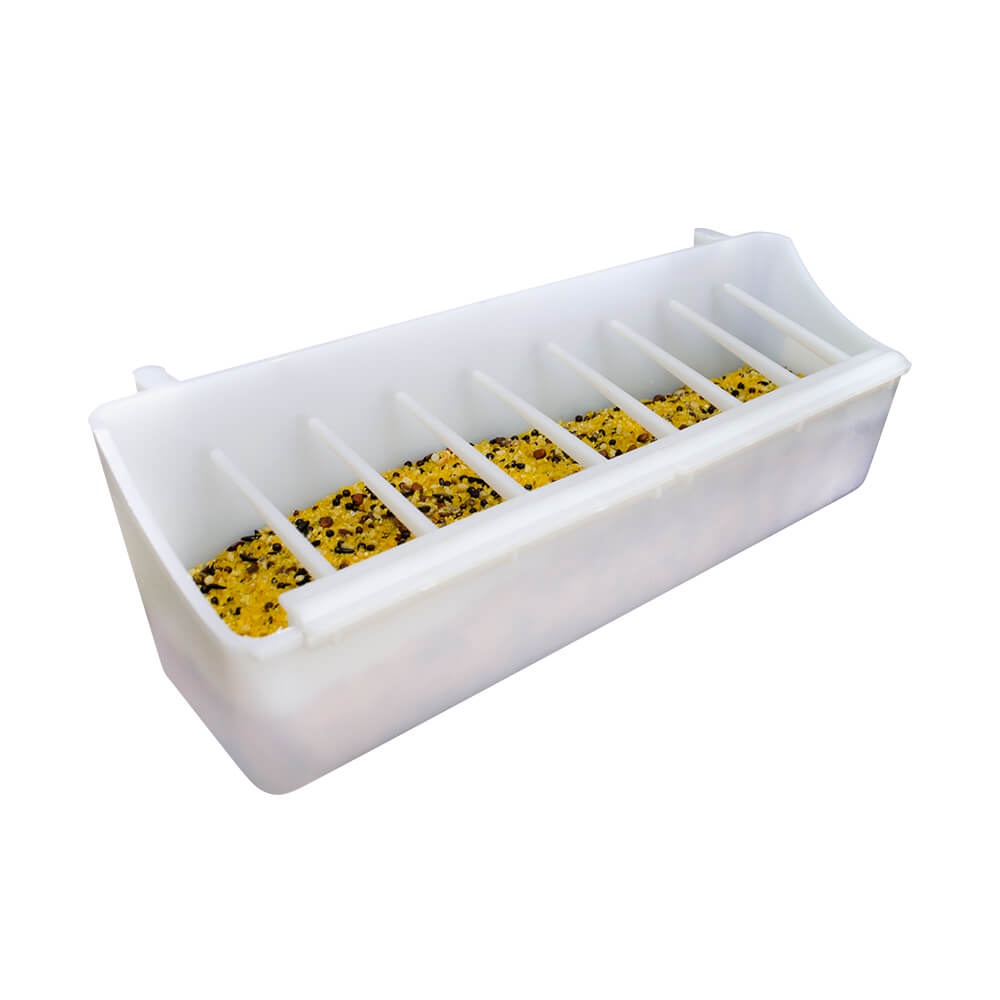 Comedouro Plástico Italiano Grande Branco com Grade 400ml Toco Tucano Agapornis Ring Neck Calopsita