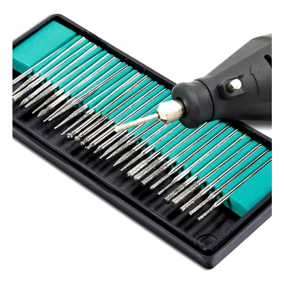 Jogo Kit Com 30 Pontas Diamantadas Para Micro Retifica Fresa Broca PIATC