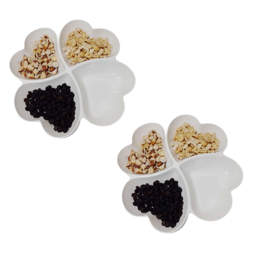 2un Petisqueira Coração 4 divisões Melamina Branco Petiscos